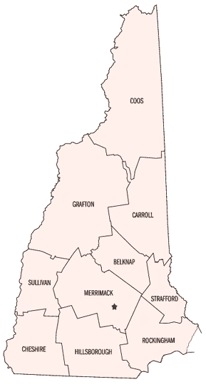 Map of New Hampshire Counties